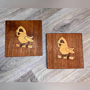 3 for 50$ Home Set of 2 Vintage mahogany‎ tone wood wall engraved bird art 5”x5”